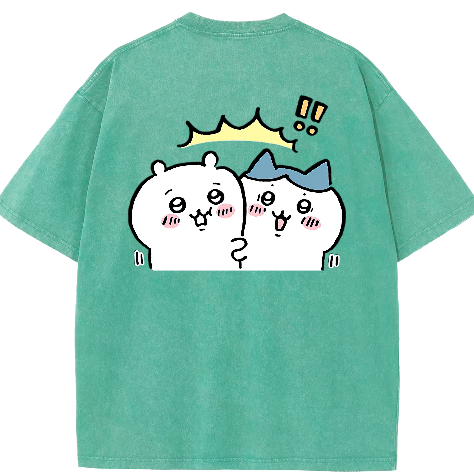 （画像用） ちいかわ ハチワレ Chii-kawa hachiware 綿100% ヴィンテージ風 半袖Tシャツ（背面プリント）
